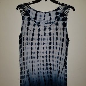 Blue green  tie die shark item tank top